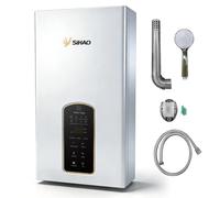 Furvveerr Scaldabagno Metano 24KW 10L/min, Scaldacqua Istantaneo Termostatico Touch, Scambiatore in Rame, Valvola Proporzionale, Kit Doccia Incluso (10L/min)