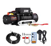 Furvveerr Verricello Elettrico 13500 libbre | 6123kg 12V Verricello per Auto Controllo Wireless 24 m x 9,5 mm con Corda Sintetica, per Jeep, Rimorchi, Barche e Veicoli Fuoristrada