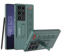 Furwabo Funda para Samsung Galaxy S25 Ultra con Correa de Mano Elástica y Soporte Ajustable, Soporte de Pulsera Antideslizante Ultrafino a Prueba de Golpes Carcasa para Samsung S25 Ultra (Verde)