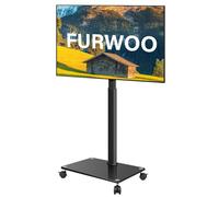 FURWOO Supporto TV da pavimento con ruote, supporto girevole per soggiorno, sala riunioni, portatile, per TV da 27 a 65 pollici, adatto ad angolo, interni