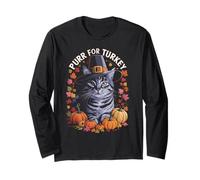 Fusa per Amanti dei Gatti pellegrini del Ringraziamento per la Turchia Maglia a Manica