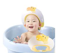 FUSACONY Cuffia da doccia per bambini, per lavare i capelli, regolabile, visiera per il viso, per bambini, ragazzi, ragazze, per fermare l'acqua negli occhi, ippopotamo (giallo)