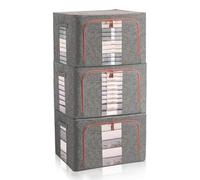 FUSACONY Organizzatori per Armadio e Contenitori Confezione da 3 Scatole per Vestiti con Coperchio e Cerniere, Pieghevoli Impermeabili in Tessuto Oxford con Telaio in Acciaio per Vestiti, Biancheria