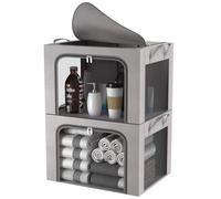 FUSACONY Scatole per Armadio, 2 Pezzi Organizzatore Armadio con Struttura in Metallo Pieghevole - Scatole per Vestiti Impilabili per Coperte, Biancheria da Letto, Grigio (100L)