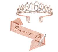 Fusciacca e diadema del sedicesimo compleanno, Fusciacca e diadema per sedici anni dolci, corona e diadema favolosi, 16 regali di compleanno per forniture di favore per feste di compleanno 16