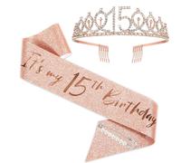 Fusciacca E Diadema per Il 15 ° Compleanno; Fusciacca per Compleanno in Oro Rosa