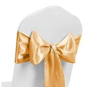 Fusciacca per sedia in raso, con fiocchi più larghi e completi, con fiocco sul retro, decorazione per banchetti di nozze (oro, 50)