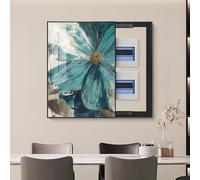 Fuse Box Cover Cabinet, Electrical Panel Cover, Hide Electrical Panel Decoration Wall Mounted, Various Styles Available, for Living Room Office(Black4,35 * 45cm/13.8 * 17.7in)