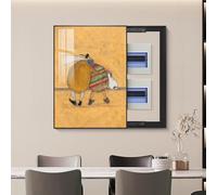 Fuse Box Cover Cabinet, Electrical Panel Cover, Hide Electrical Panel Decoration Wall Mounted, Various Styles Available, for Living Room Office(Black3,40 * 50cm/15.7 * 19.7in)