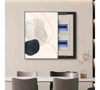 Fuse Box Cover Cabinet, Electrical Panel Cover, Hide Electrical Panel Decoration Wall Mounted, Various Styles Available, for Living Room Office(Black2,60 * 80cm/23.6 * 31.5in)