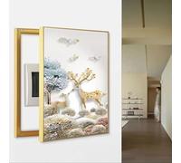 Fuse Box Cover, Electric Meter Box Decorative Painting Electrical Panel Cover Aluminum Frame Distribution Box Hide Circuit Breaker Panel Fuse Box Cover Cabinet(Size:50x60cm(B,35x45cm)