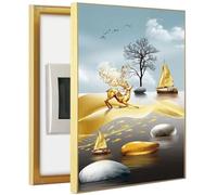Fuse Box Cover, Electric Meter Box Decorative Painting Electrical Panel Cover Aluminum Frame Distribution Box Hide Circuit Breaker Panel Fuse Box Cover Cabinet(Size:50x60cm(E,40x50cm)