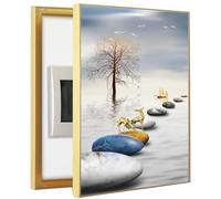 Fuse Box Cover, Electric Meter Box Decorative Painting Electrical Panel Cover Aluminum Frame Distribution Box Hide Circuit Breaker Panel Fuse Box Cover Cabinet(Size:50x60cm(F,45x55cm)