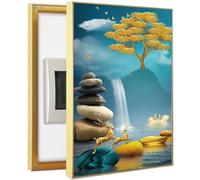 Fuse Box Cover, Electric Meter Box Decorative Painting Electrical Panel Cover Aluminum Frame Distribution Box Hide Circuit Breaker Panel Fuse Box Cover Cabinet(Size:50x60cm(I,40x50cm)