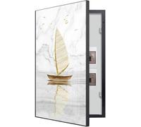 Fuse Box Cover, Meter Box Decorative Painting Wall Mounted Electrical Panel Cover Multifunctional Removable Electric Meter Cover Box Creative Switch Box(Size:70x100cm,Color:Gold(Black Frame,60x80cm)