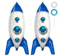 Fusée ballon aluminium, 2 Pièces Ballon fusée, ballons en aluminium fusée 4D, ballon gonflable fusée, ballons en aluminium, pour fête sur le thème de la planète, fête d'anniversaire