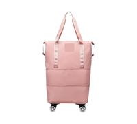 FUSHENGLI Borsone con Rotelle Borsone da Viaggio espandibile con capacità di Borsa da Viaggio in Tessuto Oxford Impermeabile con Ruote Valigia Impermeabile da Viaggio Pieghevole per I Viaggi(Pink)