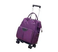FUSHENGLI Borsone Con Rotelle Trolley da viaggio Borse da donna Borsa con ruote Zaino con ruote Borsa da viaggio Oxford con ruote di grande capacità Per I Viaggi(Purple,Small)
