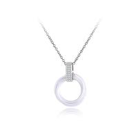 FUSHENGTER Collana Donna Ciondolo Catena Regalo Necklace Collane Con Pendente In Cristallo Di Ceramica Bianca Nera Per Donna Steelwhite