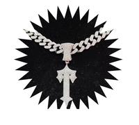 FUSHENGTER Collana Uomo Ciondolo Hip Hop Regali Donna Collana Collane con Croce Ghiacciata con Lettera Hip Hop da Uomo E Donna con Collana con Pendente Hiphop da 13 Mm, Ciondolo alla Moda, Colore