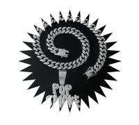 FUSHENGTER Collana Uomo Ciondolo Hip Hop Regali Donna Collana Hip-Hop Esagerato Pop Smoke Lettere Collana Con Ciondolo Con Diamanti Pieni Discoteca Personalizzata Da Uomo Argento45 Cm
