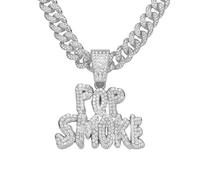 FUSHENGTER Collana Uomo Ciondolo Hip Hop Regali Donna Collana Hip-Hop Esagerato Pop Smoke Lettere Collana Con Ciondolo Con Diamanti Pieni Discoteca Personalizzata Da Uomo Silvercolor 50 Cm