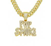 FUSHENGTER Collana Uomo Ciondolo Hip Hop Regali Donna Collana Hip-Hop Esagerato Pop Smoke Lettere Collana Con Ciondolo Con Diamanti Pieni Discoteca Personalizzata Da Uomo Goldcolor 50 Cm