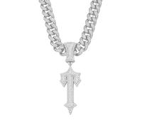 FUSHENGTER Collana Uomo Ciondolo Hip Hop Regali Donnacollana Pendente Hip-Hop Collana Da Uomo Trendy Hip-Hop Tridimensionale Color Argento 50 Cm, Silver 50cm