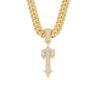 FUSHENGTER Collana Uomo Ciondolo Hip Hop Regali Donnacollana Pendente Hip-Hop Collana Tridimensionale Da Uomo Alla Moda Hip-Hop Color Oro 50 Cm