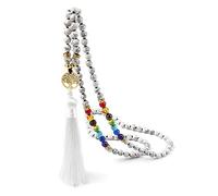 FUSHENGTER Collana Uomo Lunga Catenella Donna Regalo Collana Lunga Annodata Con Perline In Pietra Naturale Bianca Da Donna Collana Con Ciondolo Albero Della Vita 108 6 Mmblackpine