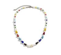 FUSHENGTER Collana Uomo Lunga Catenella Donna Regalo Semplice Stile Hip Hop Perle di Cristallo Colorate Collana di Perle Colorate Sole Uomo