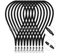 Fushing 10 Pezzi Cinghia in Poliestere 45cm con Chiusura Girevole per Carte di identità, Chiavi, Impiegati, Visitatori ecc. (Nero)