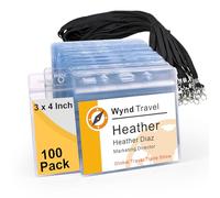 Fushing 100 PCS plastica trasparente verticale targhetta per nome carta ID e nero collo cordini con gancio girevole per scuola, festival, evento 11.5x10.6 cm