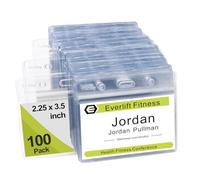 Fushing 100 Pezzi di Plastica Trasparente Nome Orizzontale Tag Distintivo Titolari di Carta di Identificazione