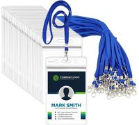 Fushing 50 PCS plastica trasparente verticale targhetta per nome carta ID e blu