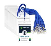 Fushing 50 PCS plastica trasparente verticale targhetta per nome carta ID e blu collo cordini con gancio girevole per scuola, festival, evento 13.5x8.5 cm