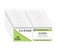 Fushing 50 Pezzi Porta Badge,11.4x9.3cm chiari Impermeabili in Plastica Titolari di etichetta badge ID Titolari di Carte