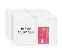 Fushing - Porta tessere verticale in PVC, già forato, ideale per eventi scolastici e di lavoro, 50 pezzi 150x105mm Clear