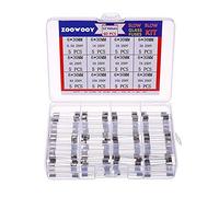 Fusibile 250 pezzi Kit assortito di fusibili in vetro soffiato rapido 250V 1A, 2A, 3A, 5A, 6A, 7A, 8A, 10A, 6x30，5x20mm Scatola portafusibili in(Dark Grey)