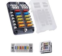 Fusibile a lama a 6/12 vie 12-24V Scatola dei fusibili per auto Indicatore LED con copertura in plastica Accessori per auto per barche Accessori per camper RV