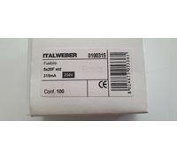 Fusibile in vetro 5x20mm 315mA F std 250V 100 PEZZI Italweber 5 x 20 3,15 A