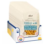 Fusilli N.48 Senza Glutine, 400 g, Pasta Corta Trafilata al Bronzo con Riso Integrale e Mais, Ideale per Primi Piatti e Insalate di Pasta, Confezione Multipla da 4/8/12 Pezzi (12 PEZZI)