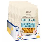 Fusilli N.48 Senza Glutine, 400 g, Pasta Corta Trafilata al Bronzo con Riso Integrale e Mais, Ideale per Primi Piatti e Insalate di Pasta, Confezione Multipla da 4/8/12 Pezzi (4 PEZZI)