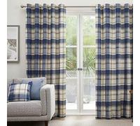 Fusion - Balmoral Check - Coppia di tende con occhielli - 117 x 183 cm di larghezza x 183 cm di altezza in blu navy