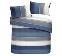 Fusion 'Betley' Classic Wide Stripe set copripiumino, poliestere, blu, doppio