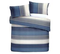 Fusion 'Betley' Classic Wide Stripe Set Copripiumino, Poliestere, Blu, Singolo