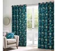 Fusion - Dacey - 100% cotone Coppia di tende con occhielli - 117 x 183 cm di larghezza x 183 cm di altezza in foglia di tè