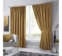 Fusion Digione Dijon-Coppia di Tende oscuranti e Isolate termicamente, Isolamento Termico, Ochre, Curtains: 46" Width x 54" Drop (117 x 137cm)
