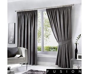 Fusion - Dijon - Cover, Charcoal, Curtains: 90" Width x 54" Drop (229 x 137cm)
