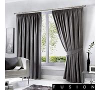 Fusion - Dijon - Cover, Charcoal, Curtains: 90" Width x 90" Drop (229 x 229cm)